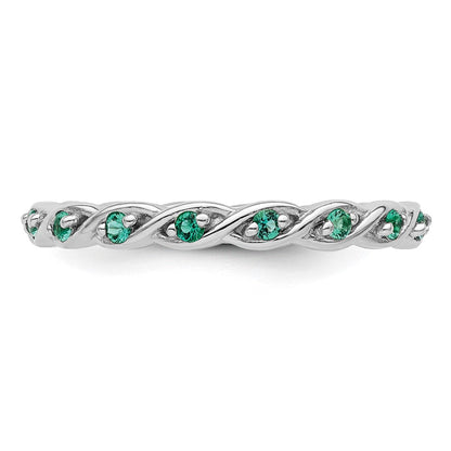 Sterlingsilber Stapelbar Expressions Erzeugt Smaragd Ring