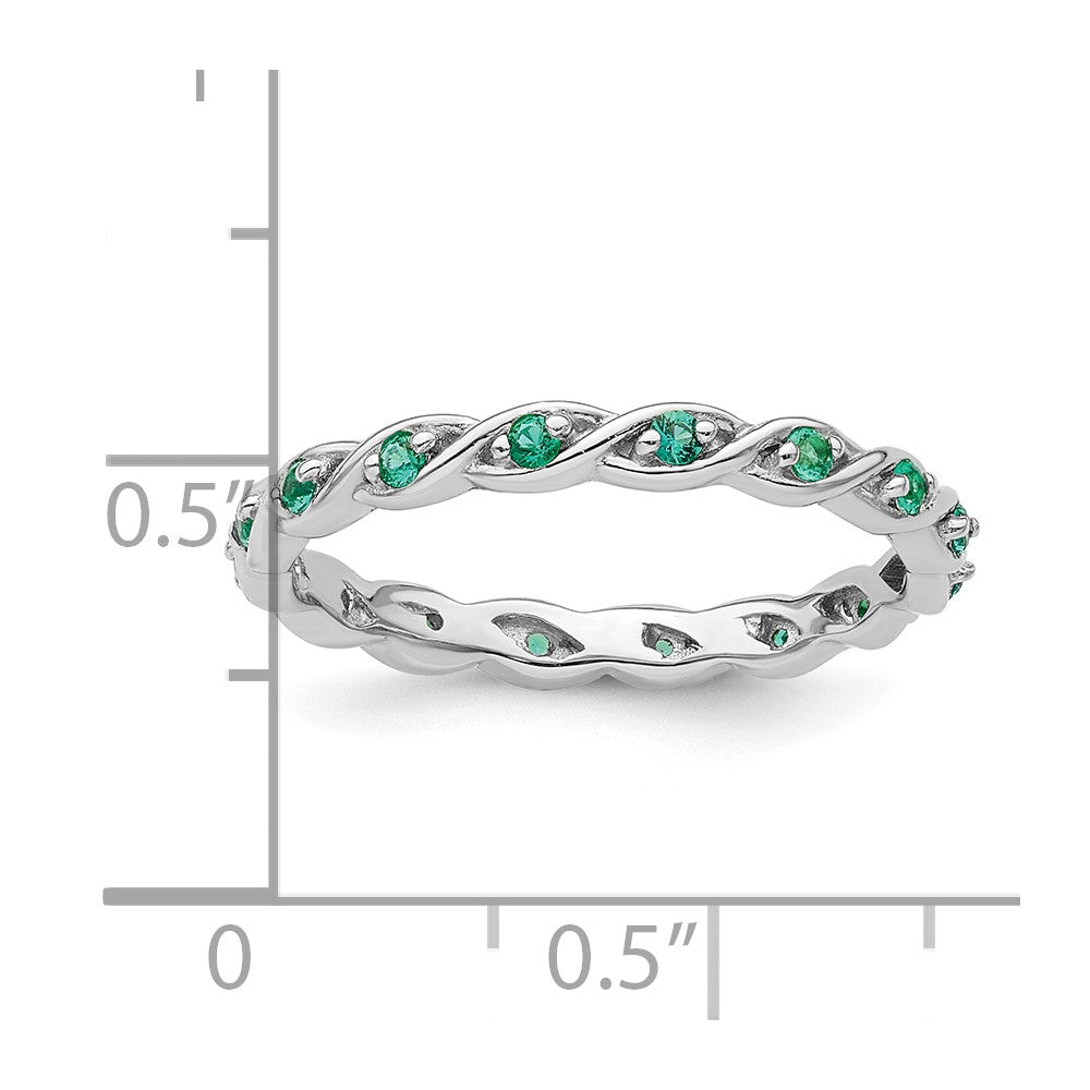 Sterlingsilber Stapelbar Expressions Erzeugt Smaragd Ring