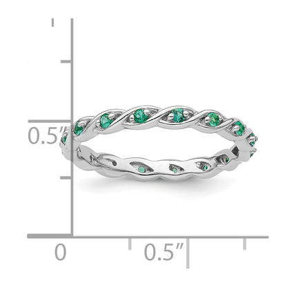Sterlingsilber Stapelbar Expressions Erzeugt Smaragd Ring