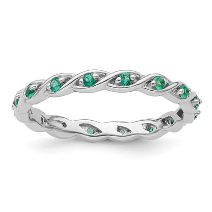 Sterlingsilber Stapelbar Expressions Erzeugt Smaragd Ring