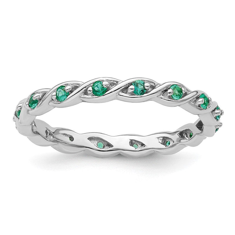 Sterlingsilber Stapelbar Expressions Erzeugt Smaragd Ring