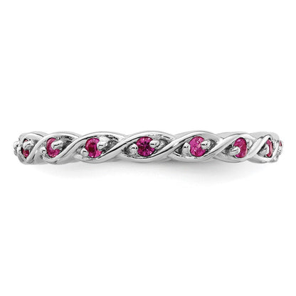 Sterlingsilber Stapelbar Expressions Erzeugt Rubin Ring