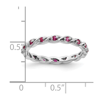 Sterlingsilber Stapelbar Expressions Erzeugt Rubin Ring