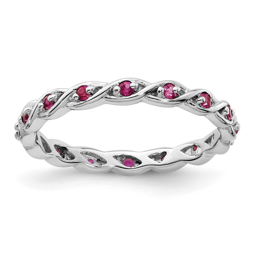 Sterlingsilber Stapelbar Expressions Erzeugt Rubin Ring