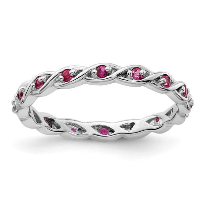 Sterlingsilber Stapelbar Expressions Erzeugt Rubin Ring
