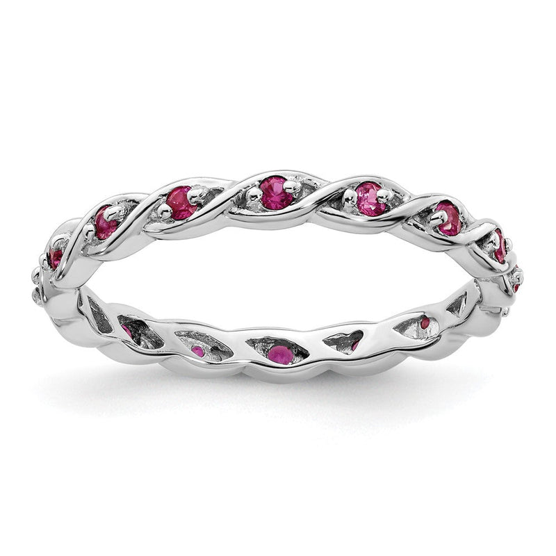 Sterlingsilber Stapelbar Expressions Erzeugt Rubin Ring