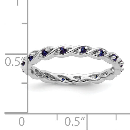 Sterlingsilber Stapelbar Expressions Erzeugt Saphir Ring