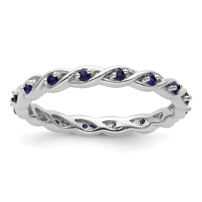 Sterlingsilber Stapelbar Expressions Erzeugt Saphir Ring