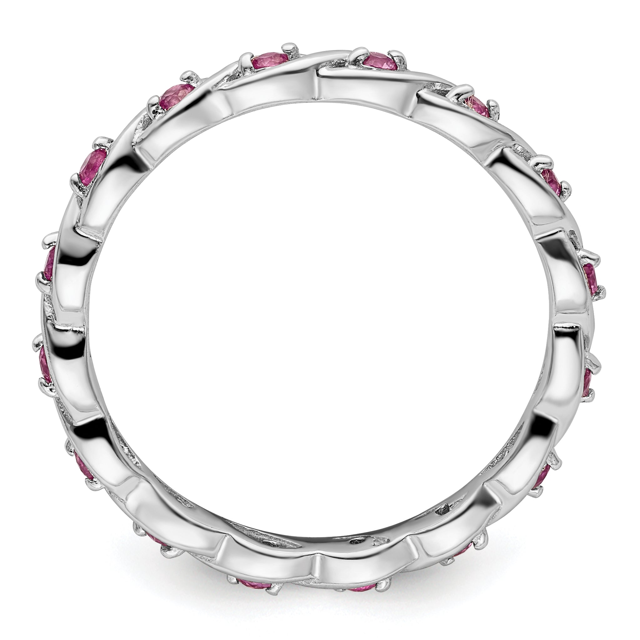 Sterlingsilber Stapelbar Expressions Erzeugt Rosa Saphir Ring