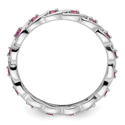 Sterlingsilber Stapelbar Expressions Erzeugt Rosa Saphir Ring