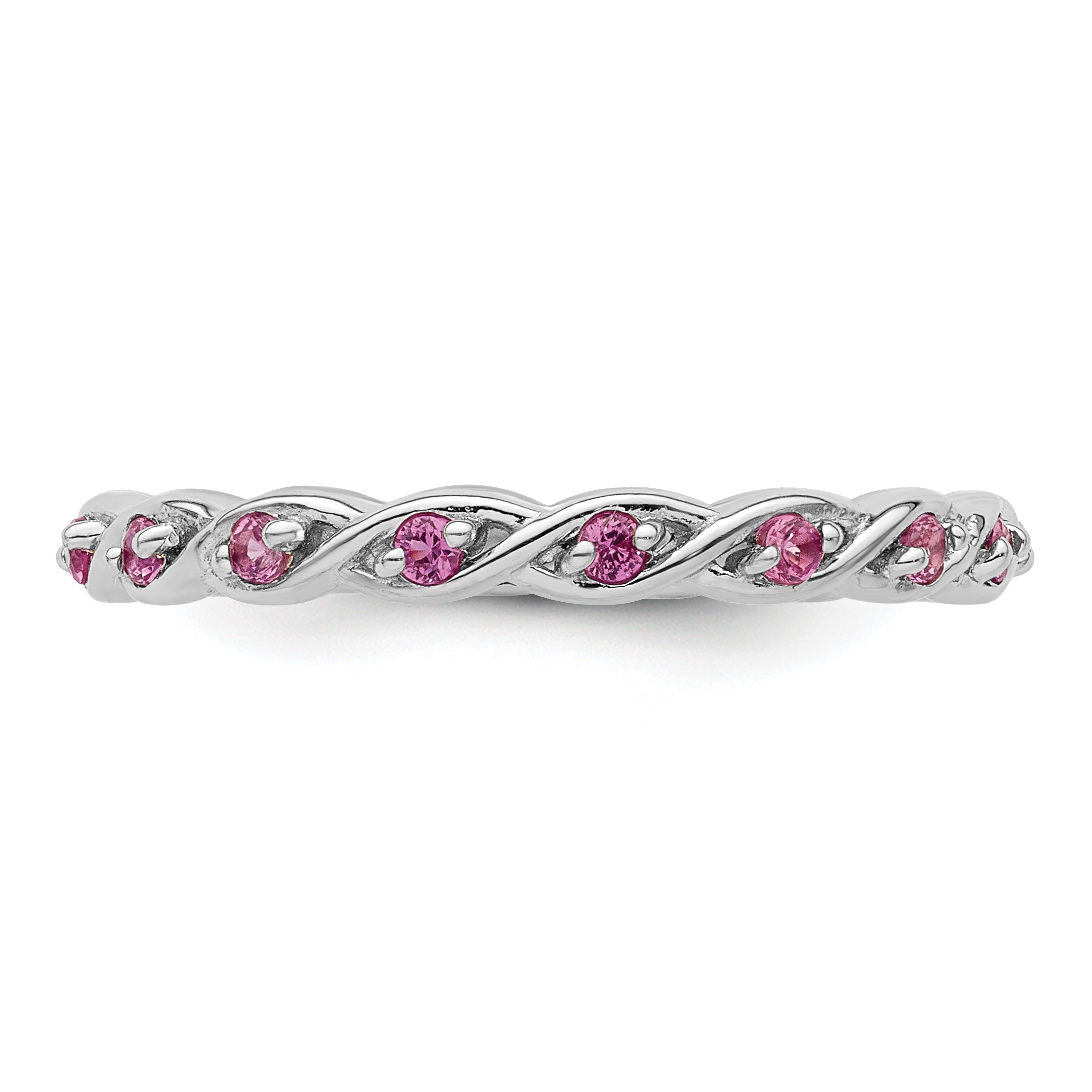 Sterlingsilber Stapelbar Expressions Erzeugt Rosa Saphir Ring