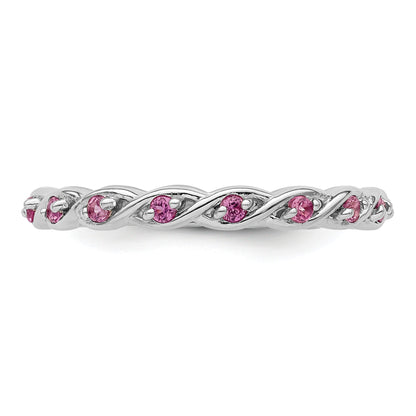Sterlingsilber Stapelbar Expressions Erzeugt Rosa Saphir Ring