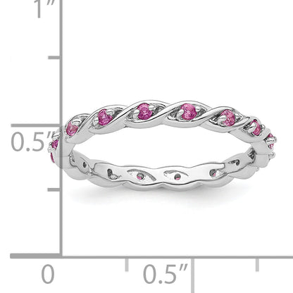 Sterlingsilber Stapelbar Expressions Erzeugt Rosa Saphir Ring