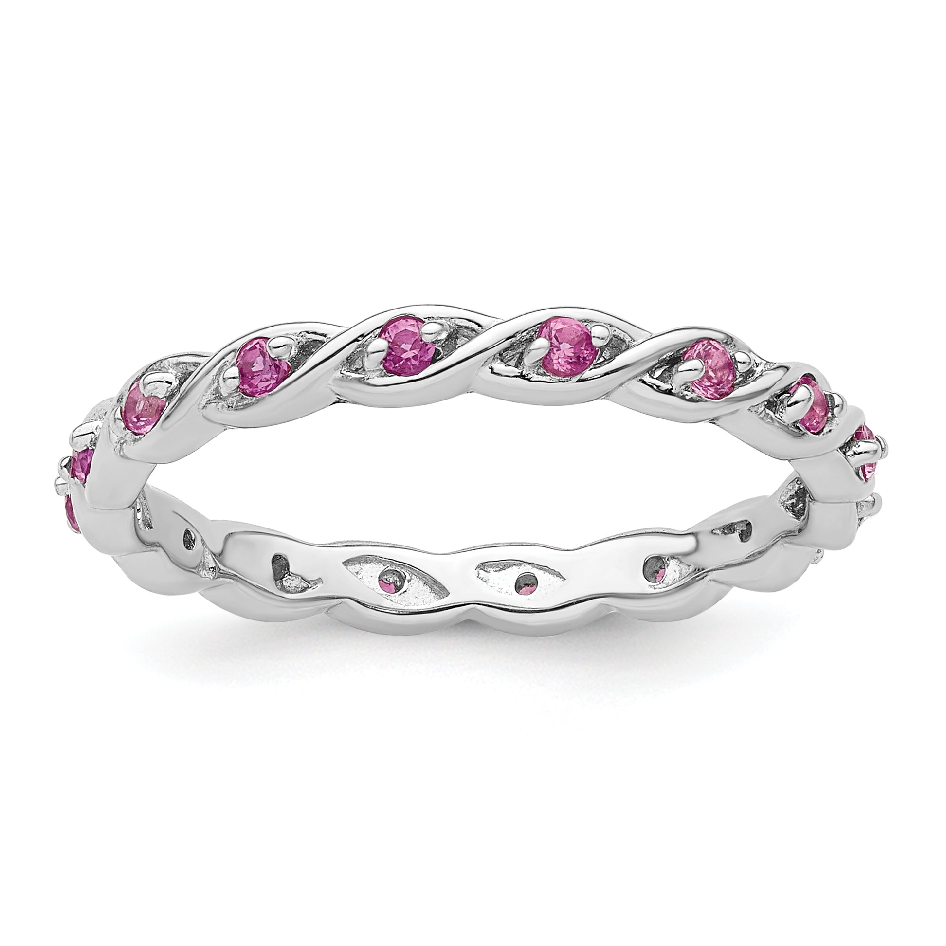 Sterlingsilber Stapelbar Expressions Erzeugt Rosa Saphir Ring