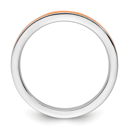 Sterlingsilber Stapelbar Expressions Orange Emailliert 2.25mm Ring