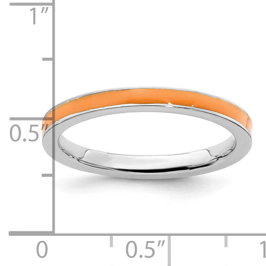 Sterlingsilber Stapelbar Expressions Orange Emailliert 2.25mm Ring