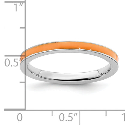 Sterlingsilber Stapelbar Expressions Orange Emailliert 2.25mm Ring