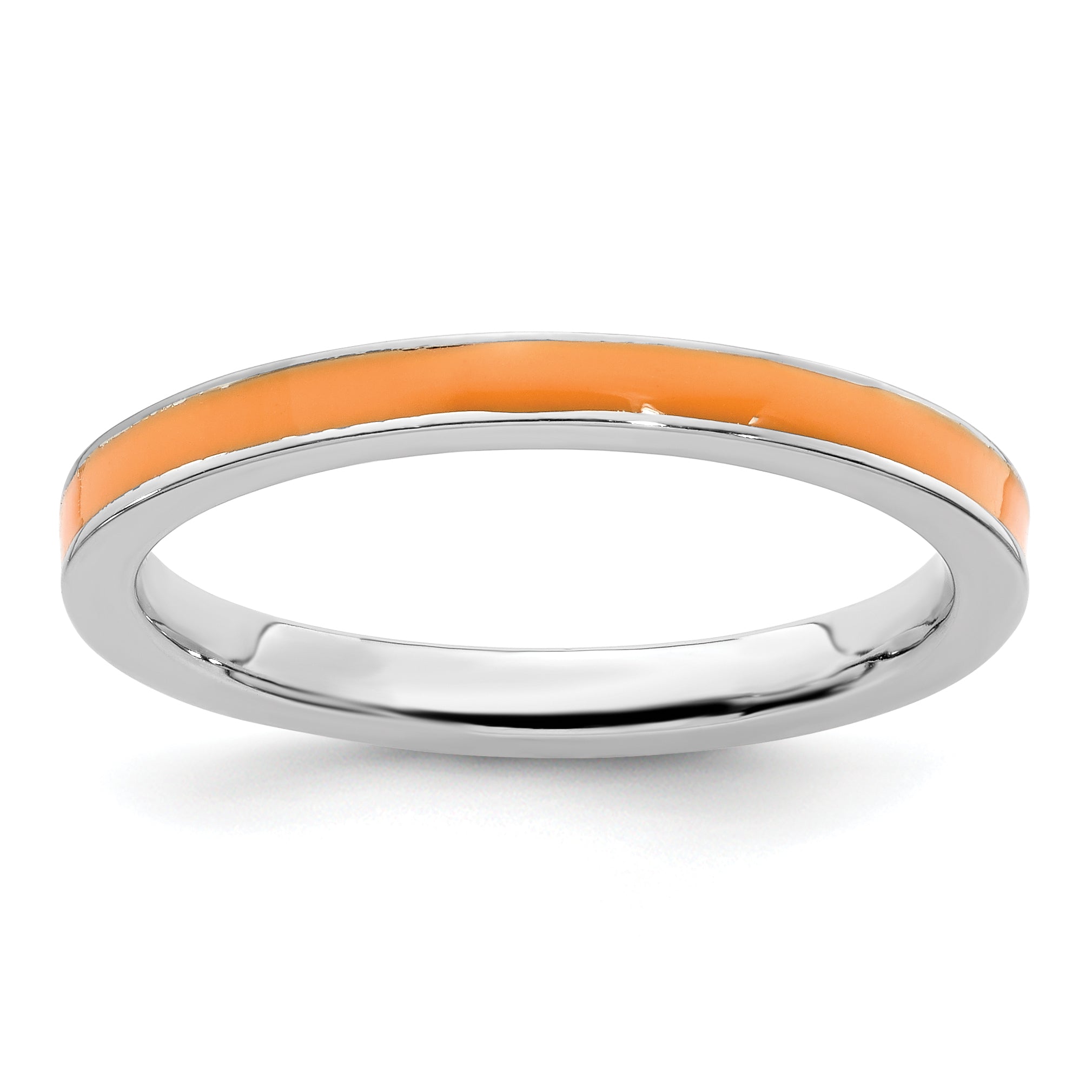 Sterlingsilber Stapelbar Expressions Orange Emailliert 2.25mm Ring