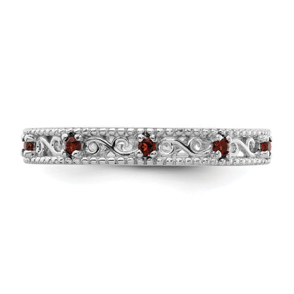 Sterlingsilber Stapelbar Expressions Granat Ring