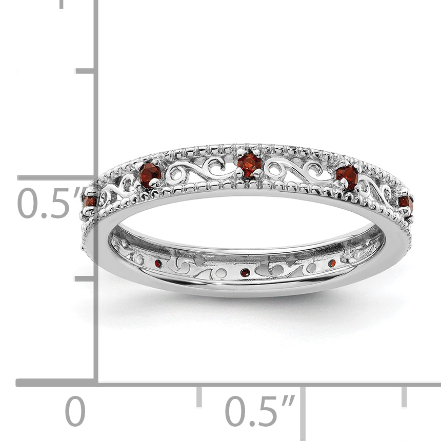 Sterlingsilber Stapelbar Expressions Granat Ring