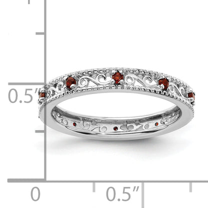 Sterlingsilber Stapelbar Expressions Granat Ring