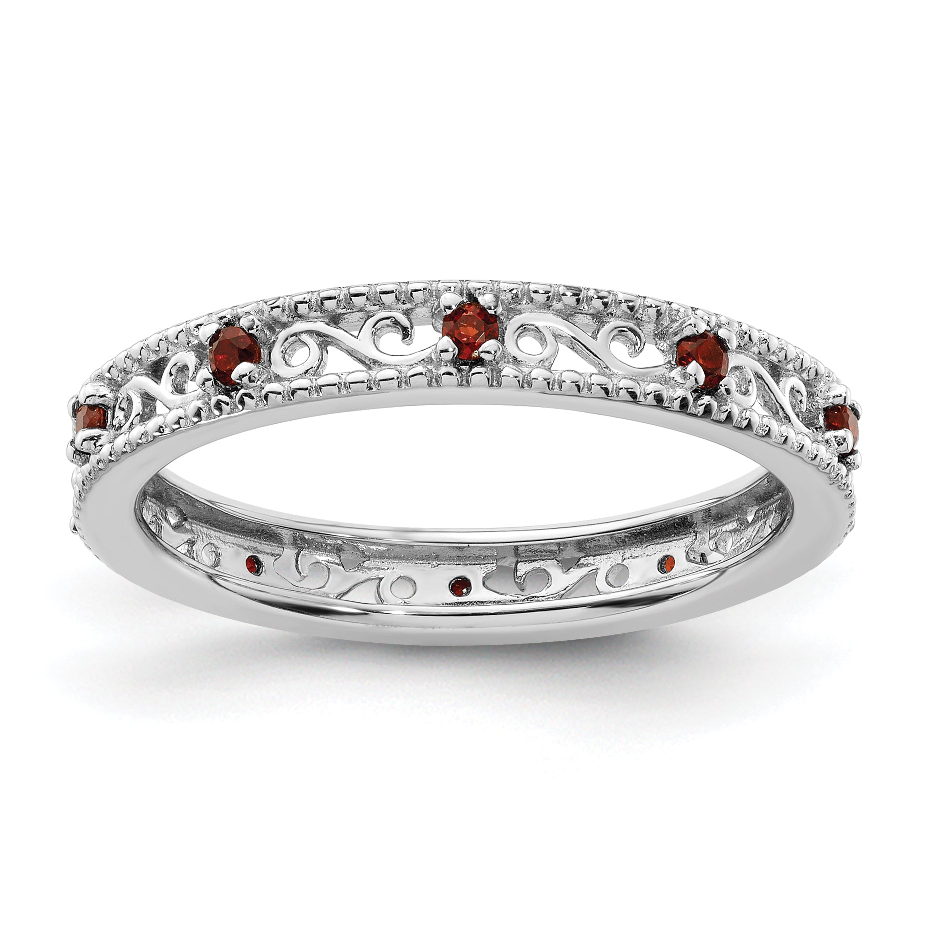 Sterlingsilber Stapelbar Expressions Granat Ring