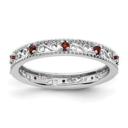 Sterlingsilber Stapelbar Expressions Granat Ring