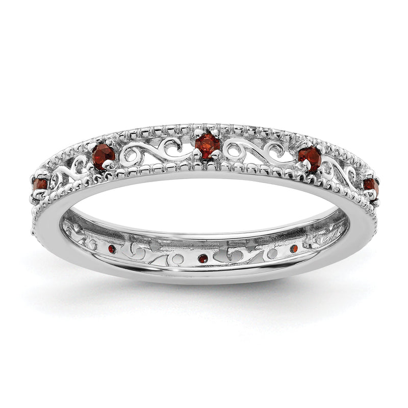 Sterlingsilber Stapelbar Expressions Granat Ring