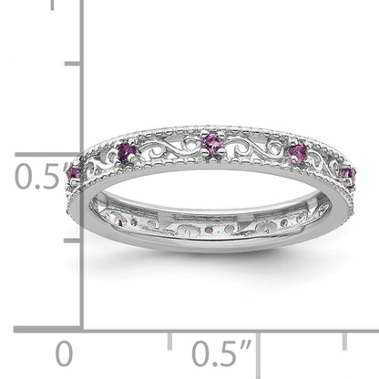 Sterlingsilber Stapelbar Expressions Amethyst Ring