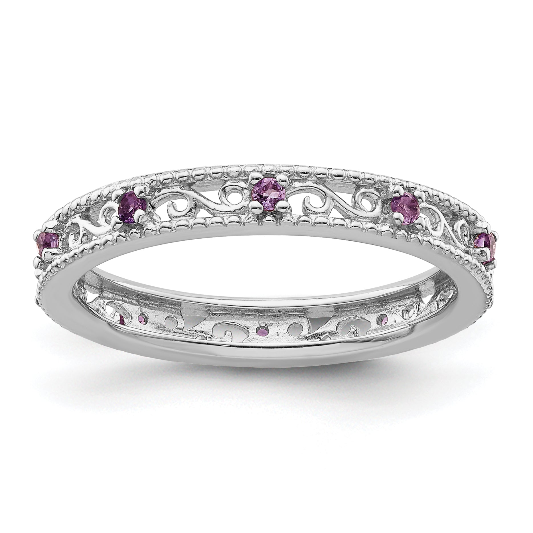 Sterlingsilber Stapelbar Expressions Amethyst Ring