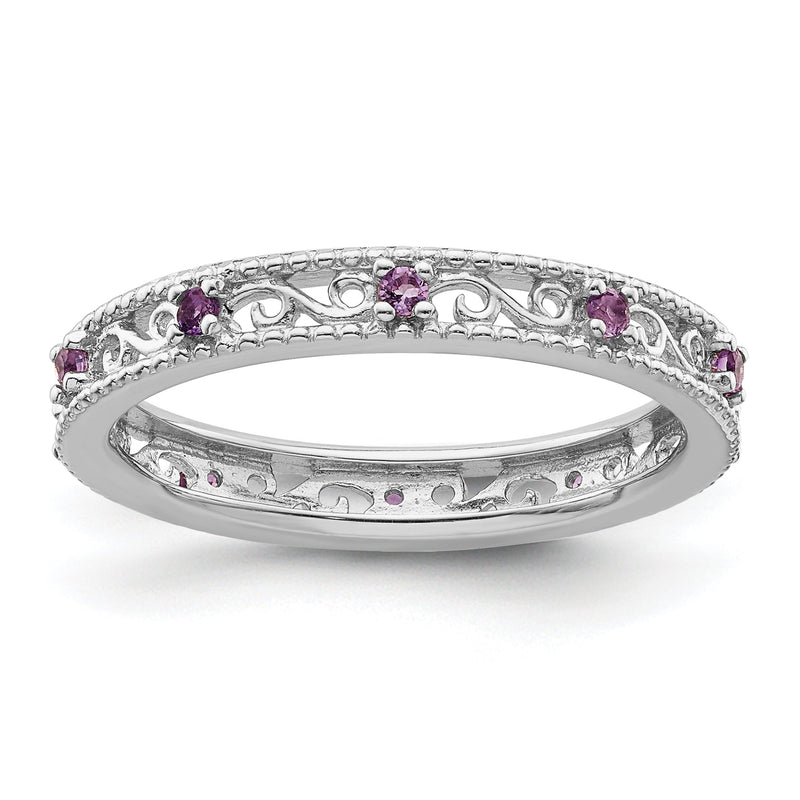 Sterlingsilber Stapelbar Expressions Amethyst Ring