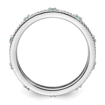 Sterlingsilber Stapelbar Expressions Aquamarin Ring