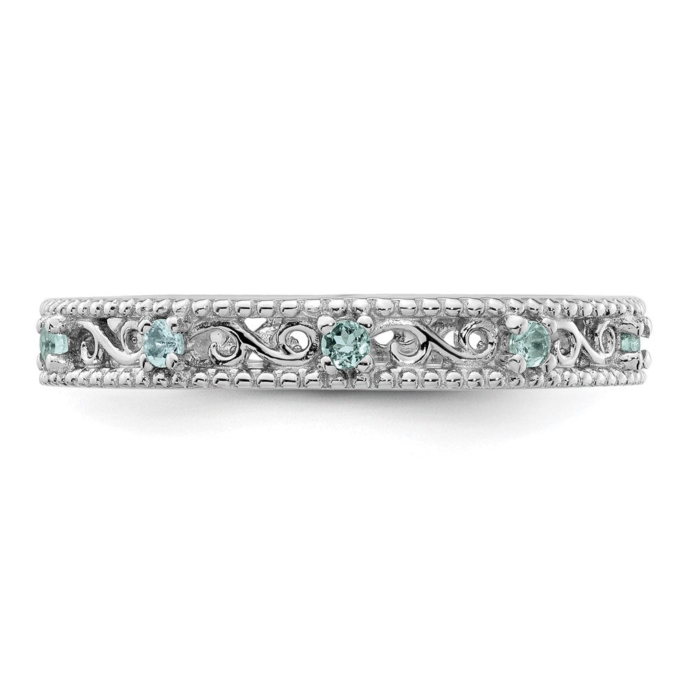 Sterlingsilber Stapelbar Expressions Aquamarin Ring