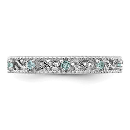 Sterlingsilber Stapelbar Expressions Aquamarin Ring