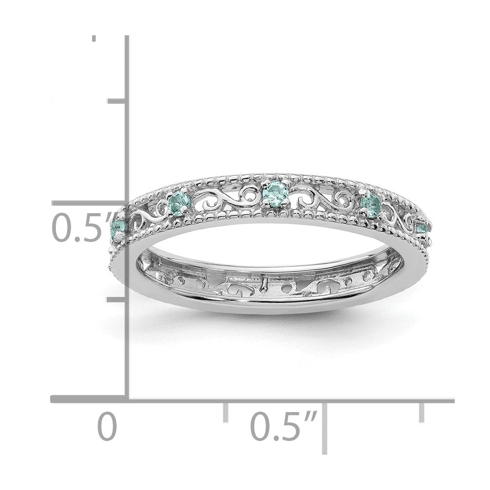 Sterlingsilber Stapelbar Expressions Aquamarin Ring