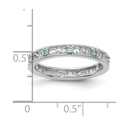 Sterlingsilber Stapelbar Expressions Aquamarin Ring