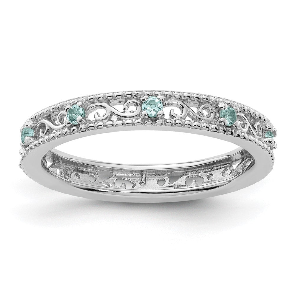 Sterlingsilber Stapelbar Expressions Aquamarin Ring