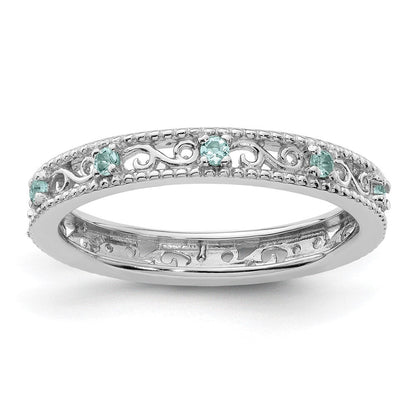 Sterlingsilber Stapelbar Expressions Aquamarin Ring