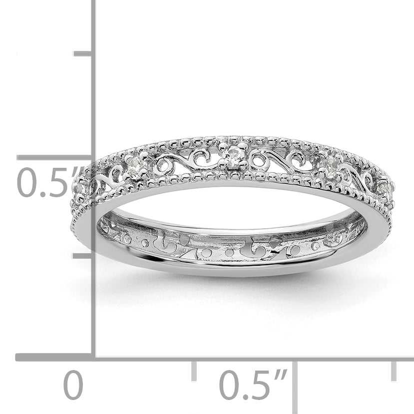 Sterlingsilber Stapelbar Expressions Weiß Topas Ring