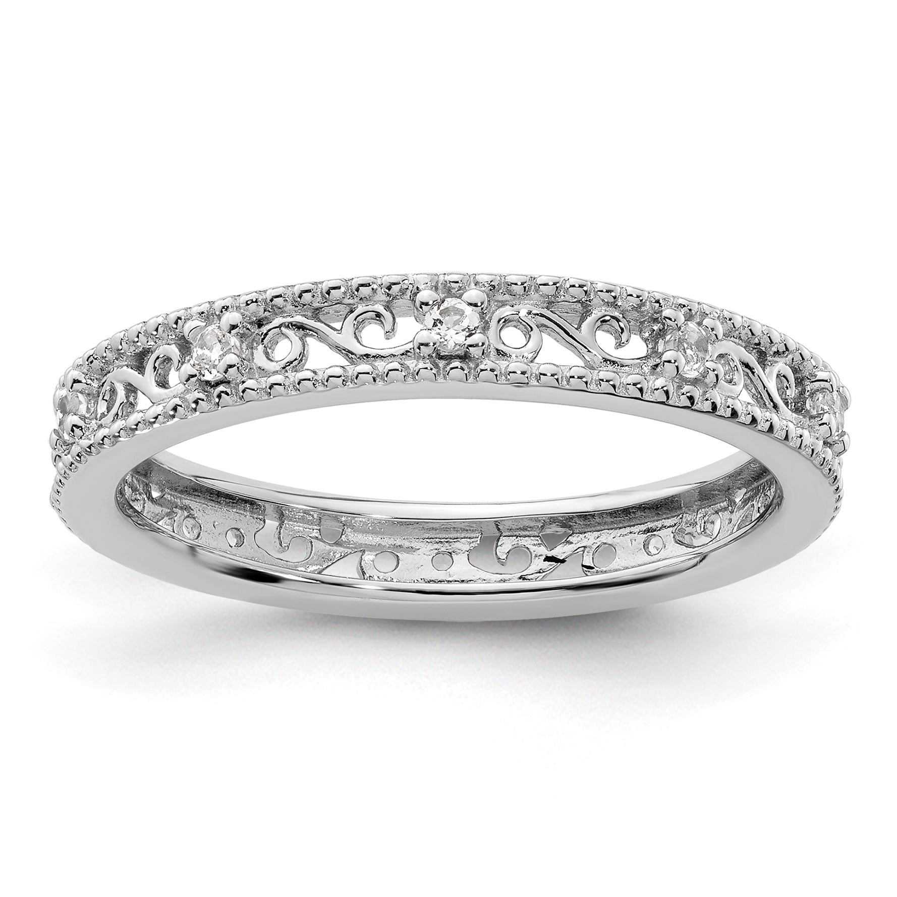 Sterlingsilber Stapelbar Expressions Weiß Topas Ring
