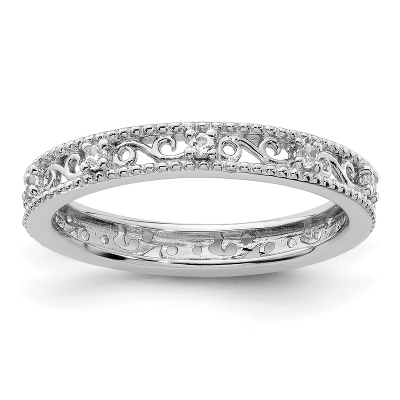 Sterlingsilber Stapelbar Expressions Weiß Topas Ring