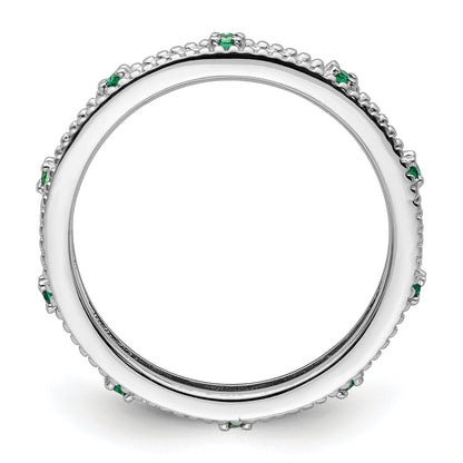 Sterlingsilber Stapelbar Expressions Erzeugt Smaragd Ring