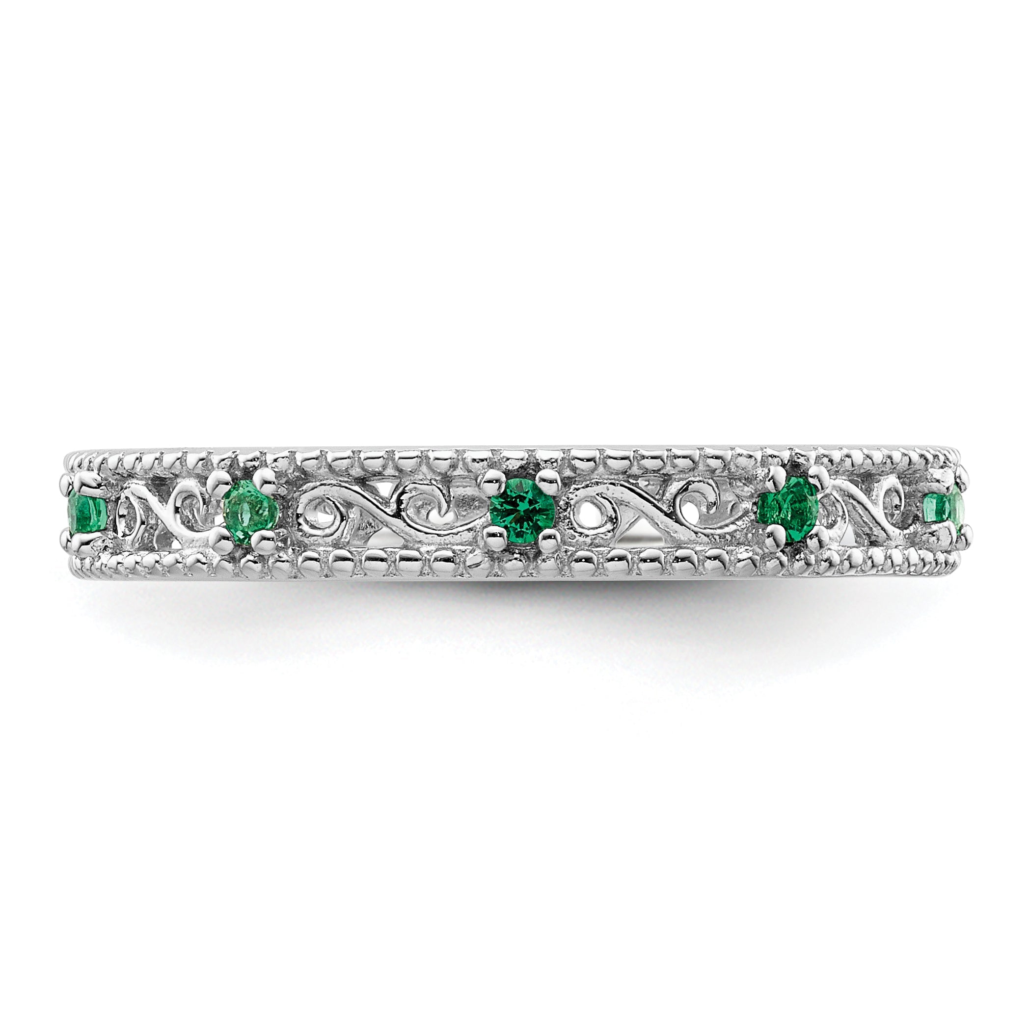Sterlingsilber Stapelbar Expressions Erzeugt Smaragd Ring