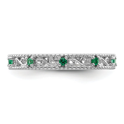 Sterlingsilber Stapelbar Expressions Erzeugt Smaragd Ring