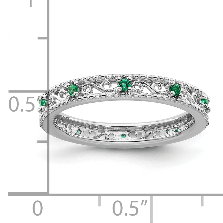 Sterlingsilber Stapelbar Expressions Erzeugt Smaragd Ring