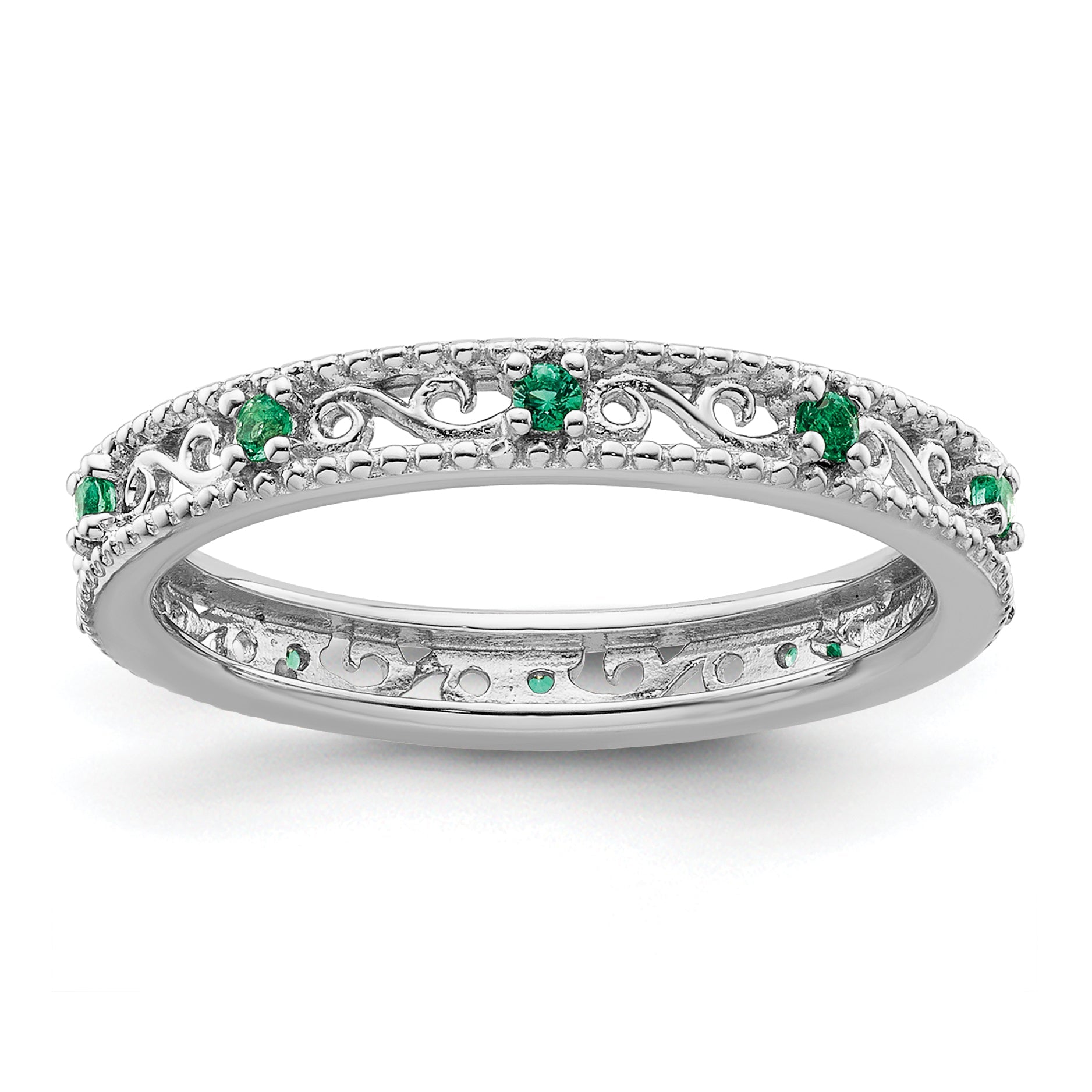 Sterlingsilber Stapelbar Expressions Erzeugt Smaragd Ring
