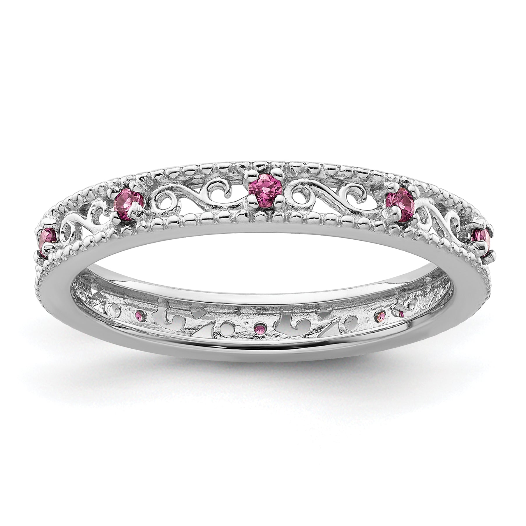 Sterlingsilber Stapelbar Expressions Rhodolith Granat Ring