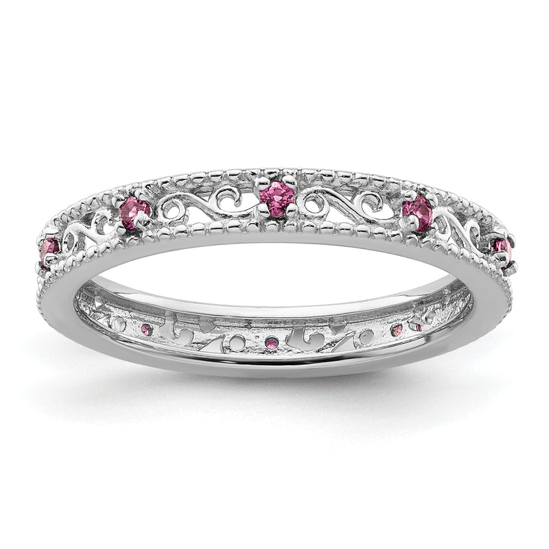 Sterlingsilber Stapelbar Expressions Rhodolith Granat Ring