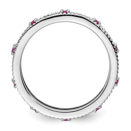 Sterlingsilber Stapelbar Expressions Erzeugt Rubin Ring