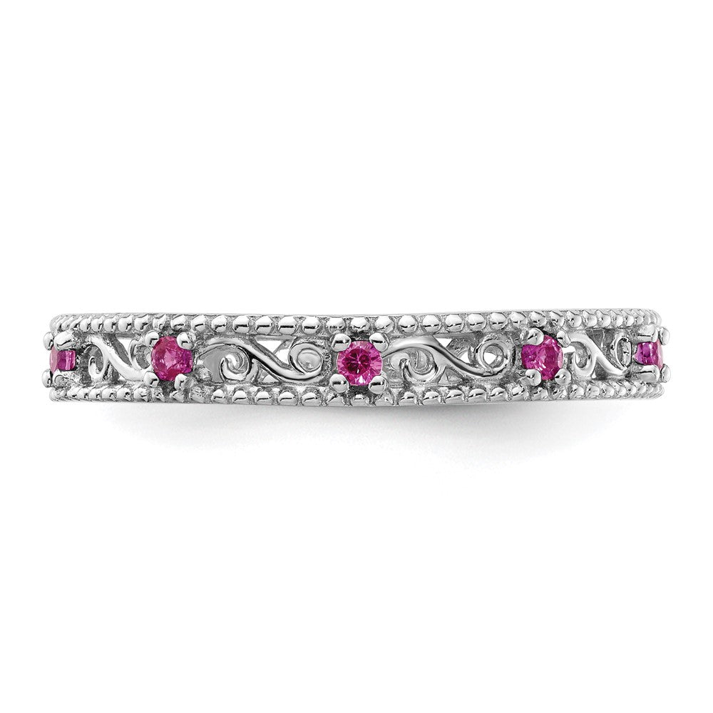 Sterlingsilber Stapelbar Expressions Erzeugt Rubin Ring